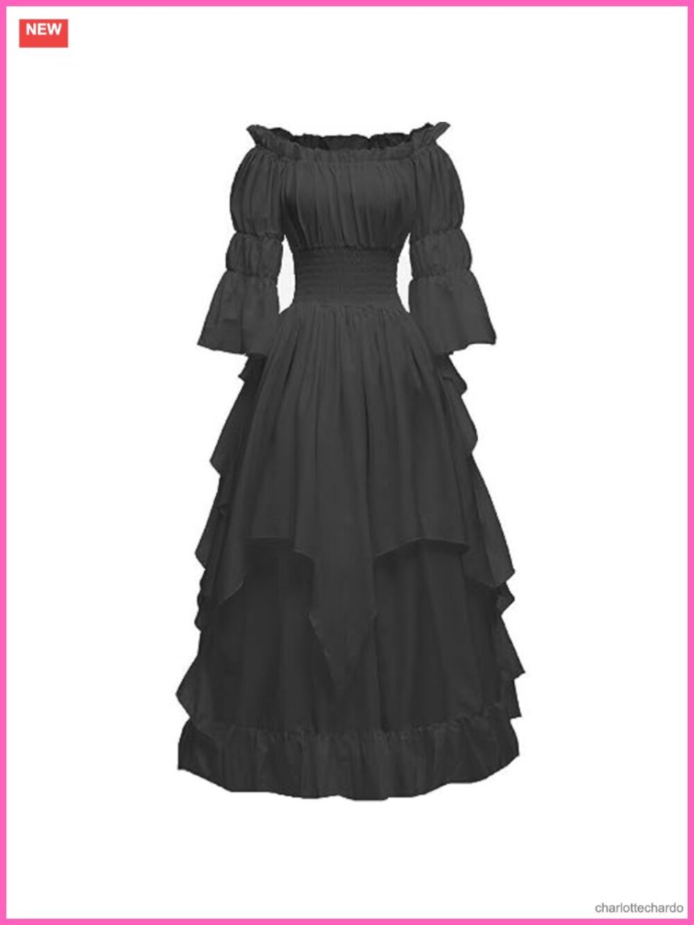 Women's Gothic Witch Victorian Medieval Renaissance Costume Dress Long Sleeve